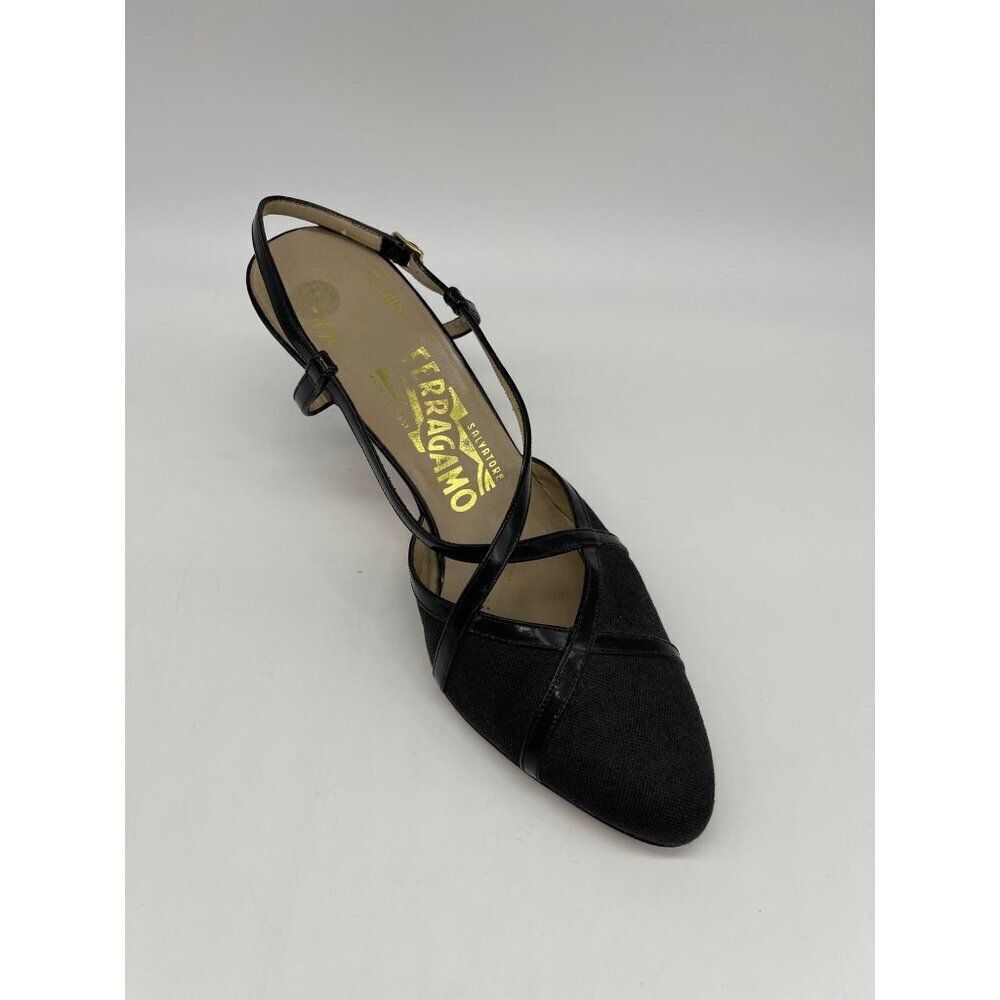Salvatore Ferragamo Women Black Strappy Heeled Sandal Shoes Size 7.5 - Picture 2 of 9